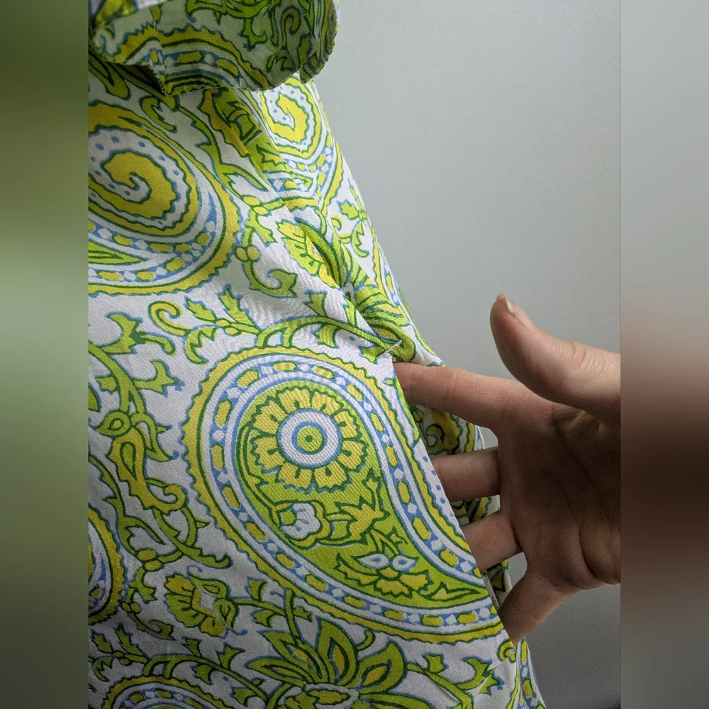 EUC....J. Crew 100% Organic Cotton Blockprint Citrus Paisley Mini Dress Size XS - Picture 8 of 13